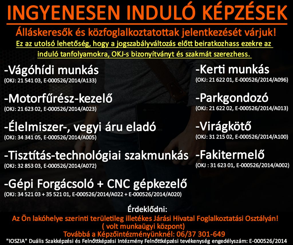 Bonyhádi Munkaügyi Központ Tanfolyamok 2018